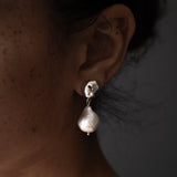 Lune Earrings | Silver + Pearl