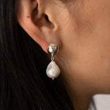 Lune Earrings | Silver + Pearl