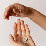 Large Compass Necklace | Silver + Pearls