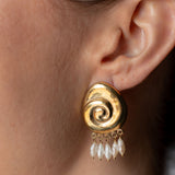 Large Compass Earrings | Bronze + Pearls
