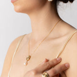 Small Compass Necklace | Silver + Pearl