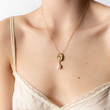 Small Compass Necklace | Silver + Pearl