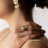 Large Compass Earrings | Bronze + Pearls