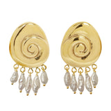 Large Compass Earrings | Bronze + Pearls