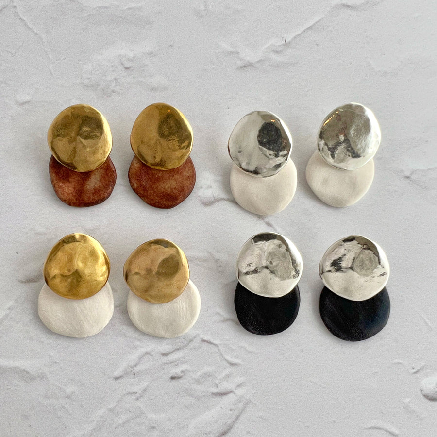 PRE-ORDER | Terra Drop Ceramic Earrings | Silver