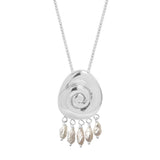 Large Compass Necklace | Silver + Pearls