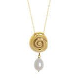 Small Compass Necklace | Bronze + Pearl
