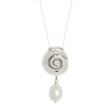 Small Compass Necklace | Silver + Pearl